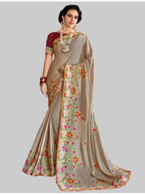 Grey Silk Designer Saree small FABSA20127