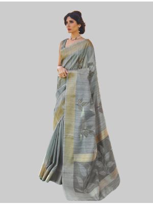Grey Silk Designer Saree thumbnail FABSA20247