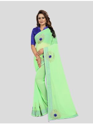 Light Green Georgette Designer Saree small FABSA20260