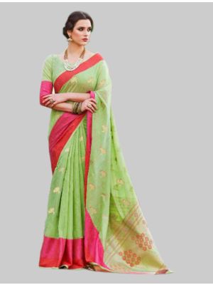 Light Green silk Designer Saree small FABSA20072