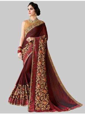Maroon Silk Designer Saree small FABSA20129