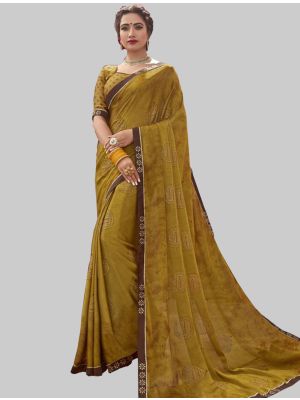 Mehendi Green Chiffon Designer Saree small FABSA20214