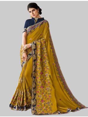 Mehendi Green Silk Designer Saree small FABSA20126