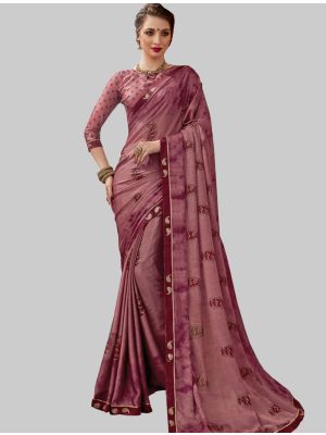 Onion Pink Chiffon Designer Saree small FABSA20218