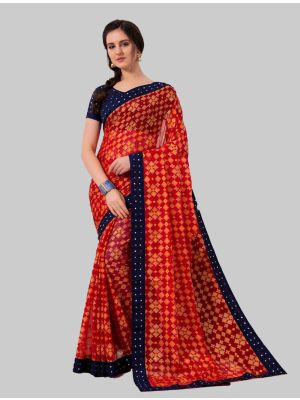 Orange Chiffon Designer Saree thumbnail FABSA20239