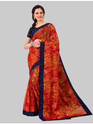 Orange Chiffon Designer Saree small FABSA20242