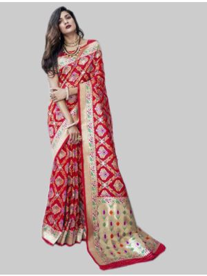 Orange Silk Designer Saree small FABSA20059