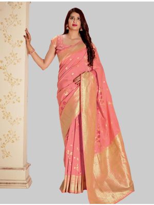 Pink Banarasi Silk Designer Saree small FABSA20253