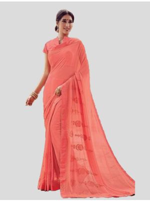 Pink Georgette Designer Saree small FABSA20001