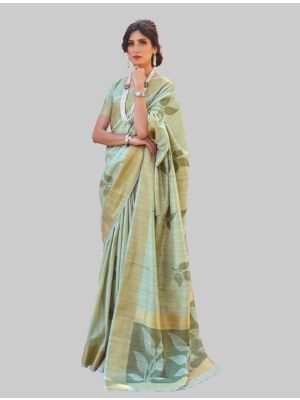 Pista Green Silk Designer Saree small FABSA20245