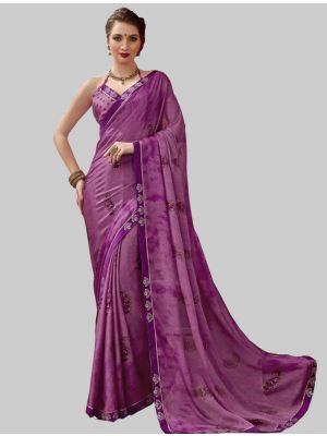 Purple Chiffon Designer Saree small FABSA20213