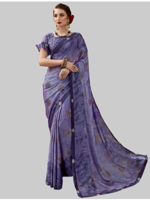 Purple Chiffon Designer Saree thumbnail FABSA20220