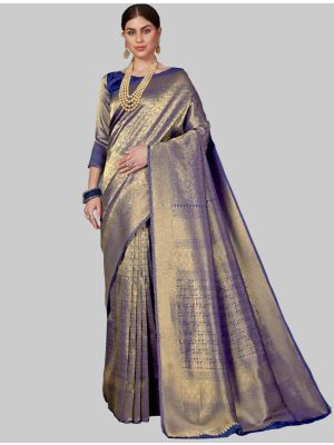 Purple Woven Designer Saree small FABSA20140