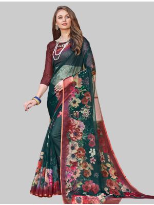 Rama Organza Designer Saree small FABSA20137