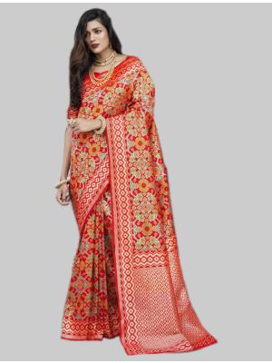 Red Silk Designer Saree small FABSA20056