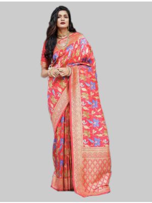 Red Silk Designer Saree small FABSA20058