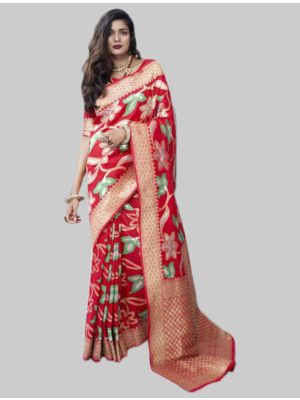 Red Silk Designer Saree thumbnail FABSA20061
