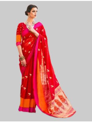 Red silk Designer Saree small FABSA20069
