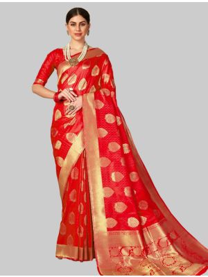 Red Silk Designer Saree small FABSA20150