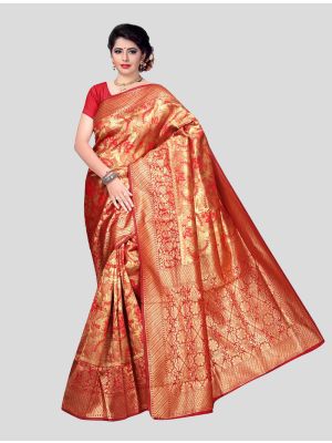 Red Soft Silk Designer Saree small FABSA20007