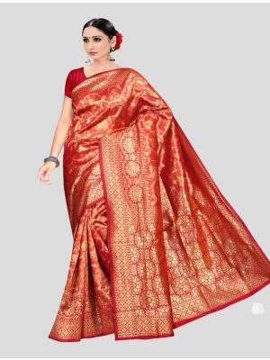 Red Soft Silk Designer Saree small FABSA20010
