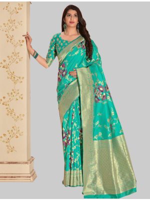 Teal Banarasi Silk Designer Saree small FABSA20252