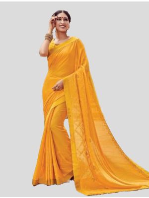 Yellow Georgette Designer Saree small FABSA20005