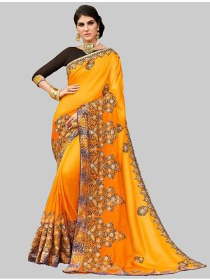 Yellow Silk Designer Saree small FABSA20124