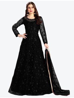 Black Net Anarkali Suit with Dupatta small FABSL20118