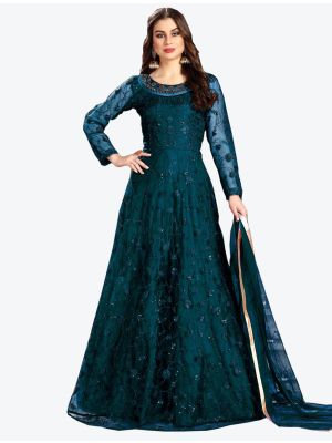 Rama Net Anarkali Suit with Dupatta small FABSL20116