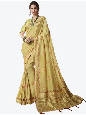 Cream Dola Silk Designer Saree small FABSA20838