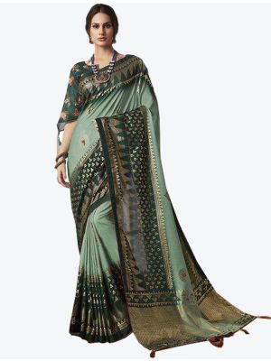 Light Green Dola Silk Designer Saree small FABSA20840