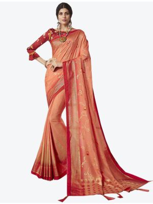 Peach Dola Silk Designer Saree small FABSA20839
