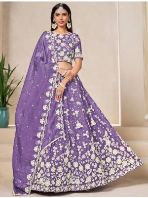 Lavender Gold Crush Embroidered Lehenga Choli small FABLE20464