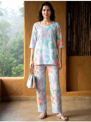 lavender multi rayon blend digital printed co ord set fabku21299