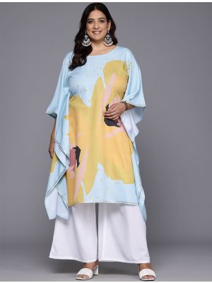light blue poly crepe elegant plus size dress fabku21103