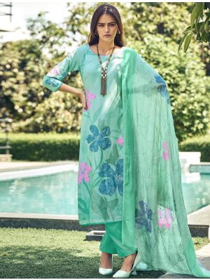 Light Green Muslin Digital Printed Elegant Salwar Kameez small FABSL22026