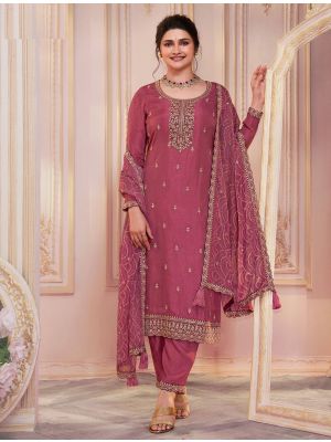 Light Maroon Silk Georgette Semi Stitched Salwar Kameez FABSL22010