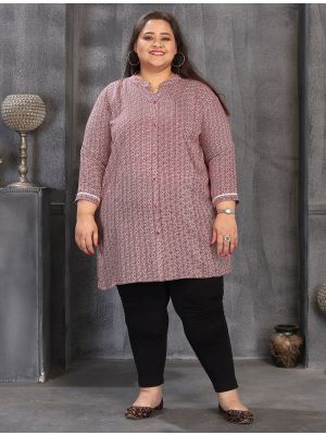 maroon rayon casual wear plus size kurti fabku21161