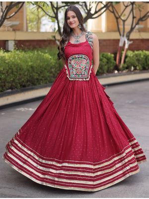 Maroon Rayon Ready To Wear Lehenga Choli Set small FABLE20620