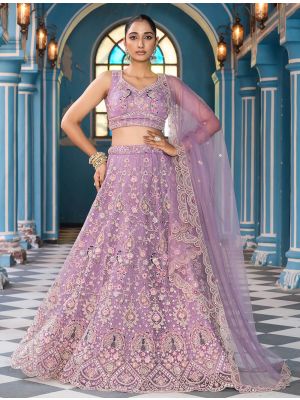 Mauve Net Embroidered Lehenga Choli small FABLE20525