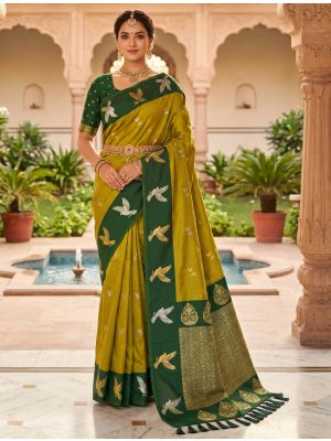 Mehendi Green Art Silk Traditional Pattern Zari Woven Saree