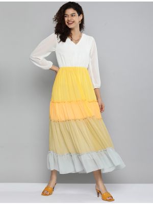 multicolor georgette tiered maxi dress fabku20892