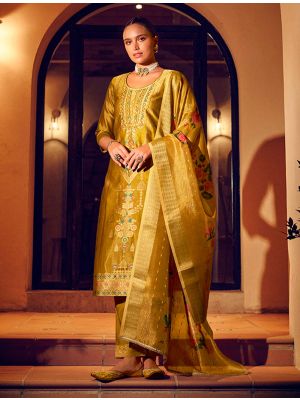 Mustard Shimmer Art Silk Ready To Wear Salwar Kameez FABSL22287