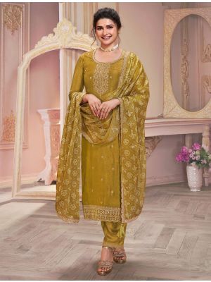 Mustard Silk Georgette Semi Stitched Salwar Kameez small FABSL22008