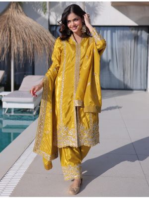 Mustard Yellow Ho Silk Ready To Wear Salwar Kameez FABSL22462