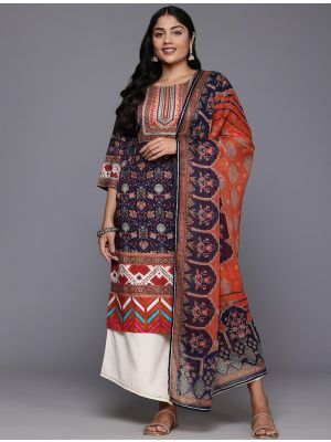 navy blue poly crepe elegant plus size dress fabku21109