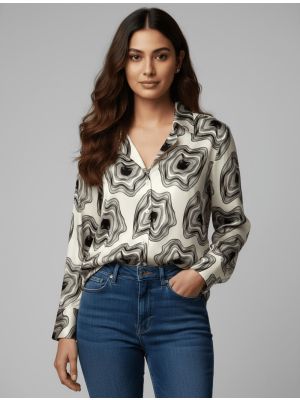 off white and black crepe cutaway collar shirt fabku21277