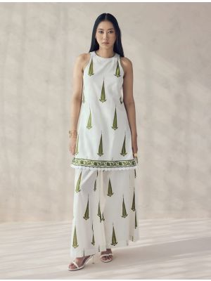 off white cotton ethnic co ord set fabku21210