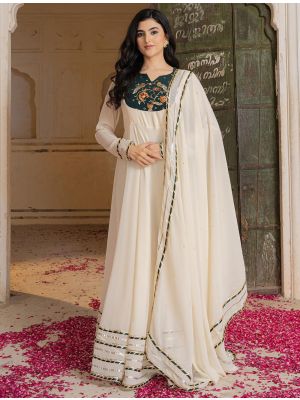 off white georgette contemporary gown with dupatta fabgo20425